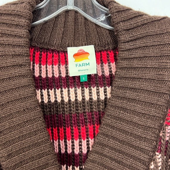 FARM Rio Striped Ribbed-knit Cardigan S - Picture 3 of 8